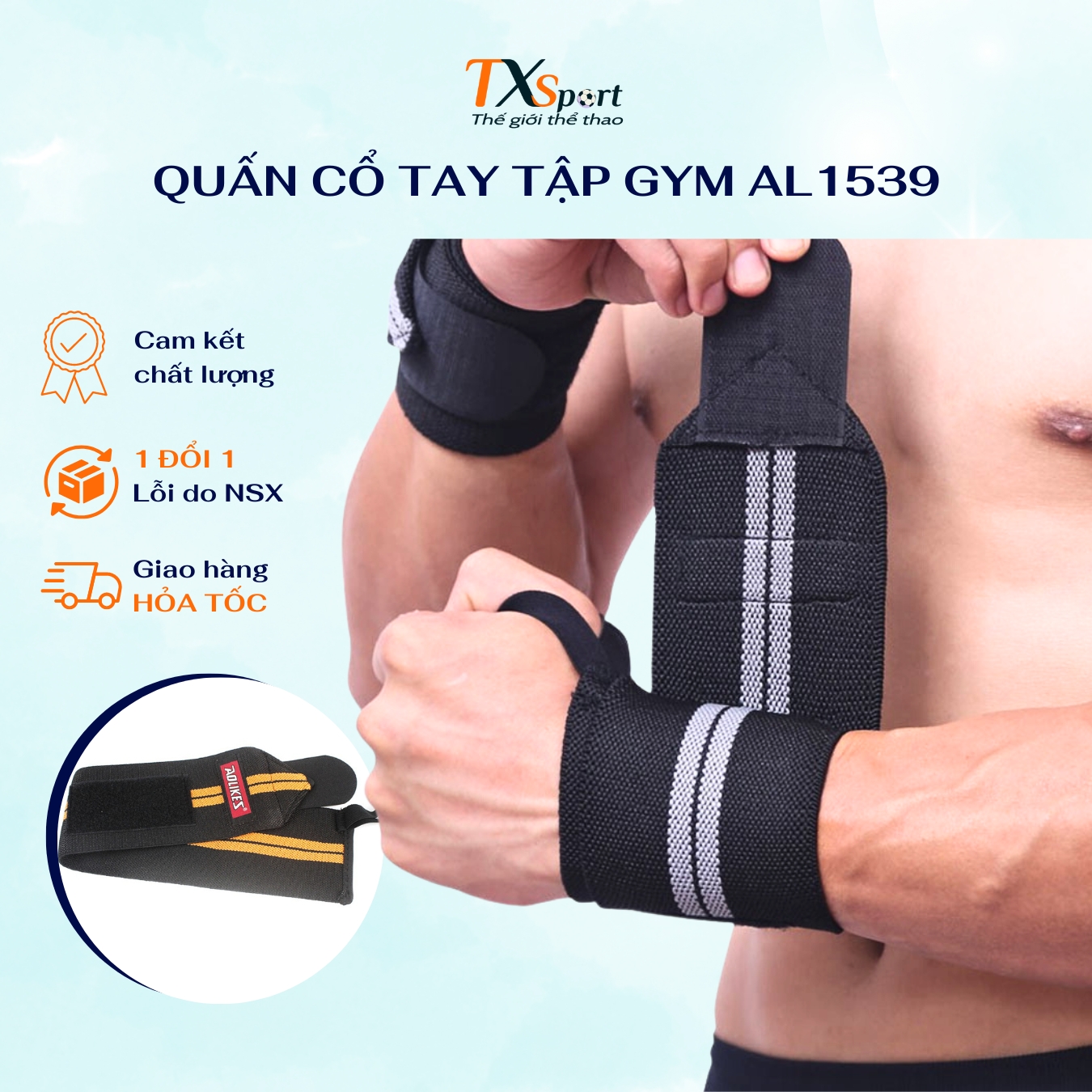 Băng Cổ Tay, Đai Cuốn Băng Quấn Bảo Vệ Cổ Tay Aolikes AL1538 Tập Gym Thể thao Thể Hình Nâng Tạ Tập Tạ Aolikes AL1538