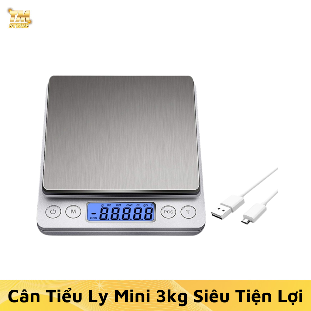 Cân tiểu ly điện tử nhà bếp mini 3 kg i2000 , cân mini nhà bếp + tặng kèm 2 pin aa