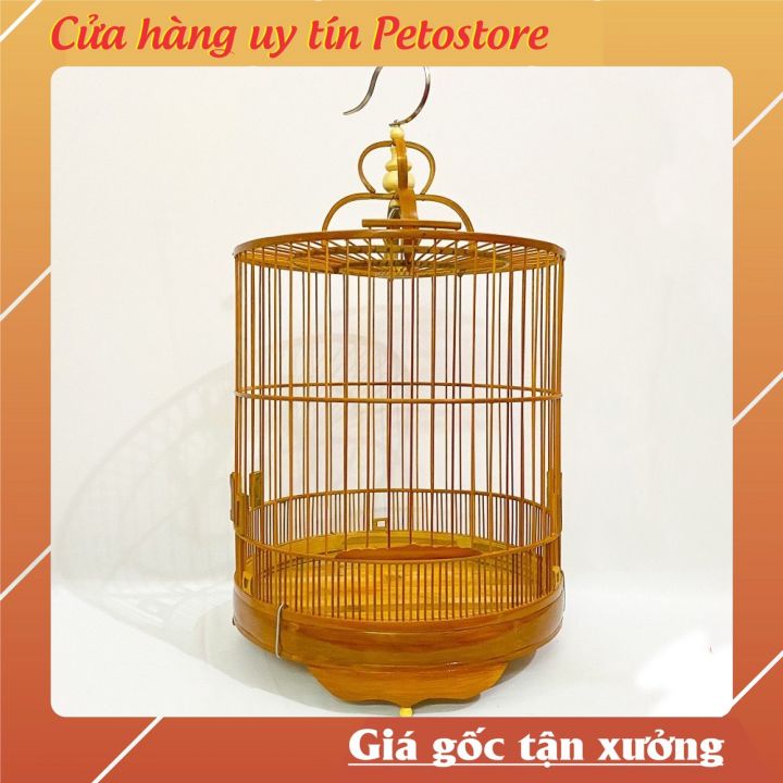 Lồng chòe than Petostore lồng chim chích chòe đẹp mái bằng cao cấp kèm phụ kiện LC13