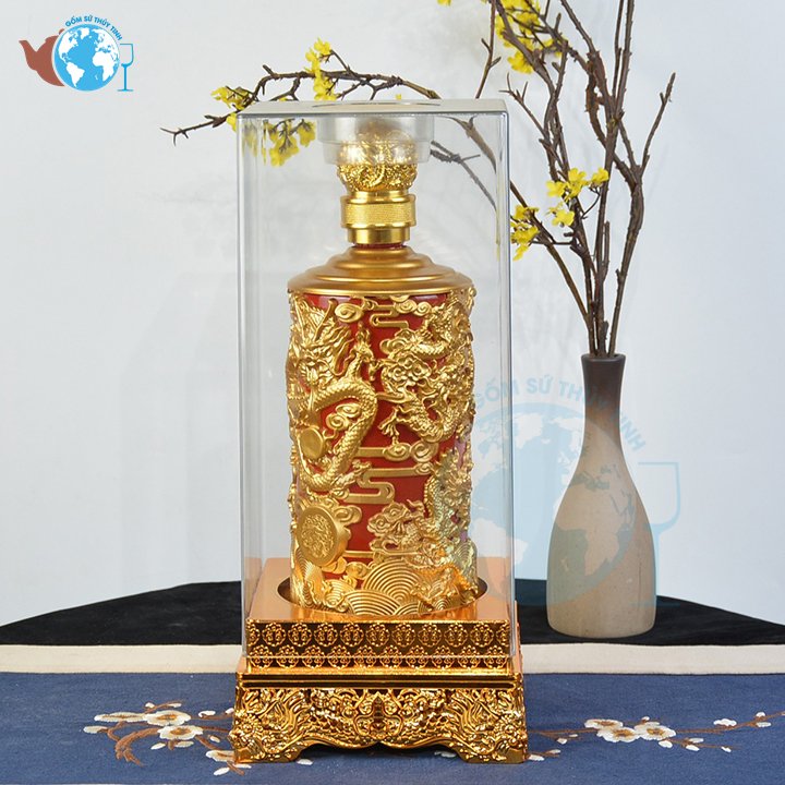 Bình đựng rượu đế vương 500ml , chai thủy tinh đựng rượu đế vương cực sang bao gồm hộp và đế