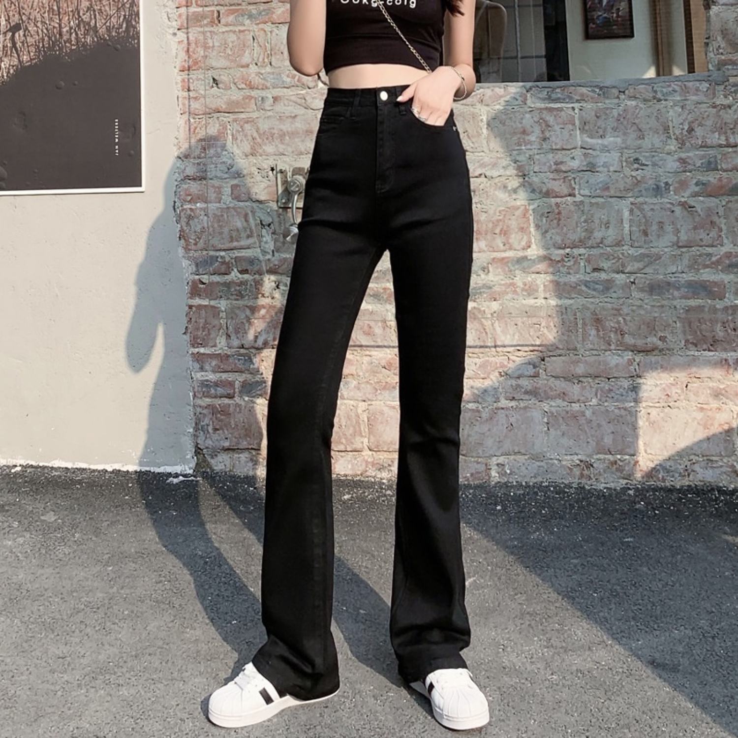 Quần jean nữ ống loe lưng cao dáng ôm skinny quần bò nữ cạp cao ống đứng loe ống nhẹ T023