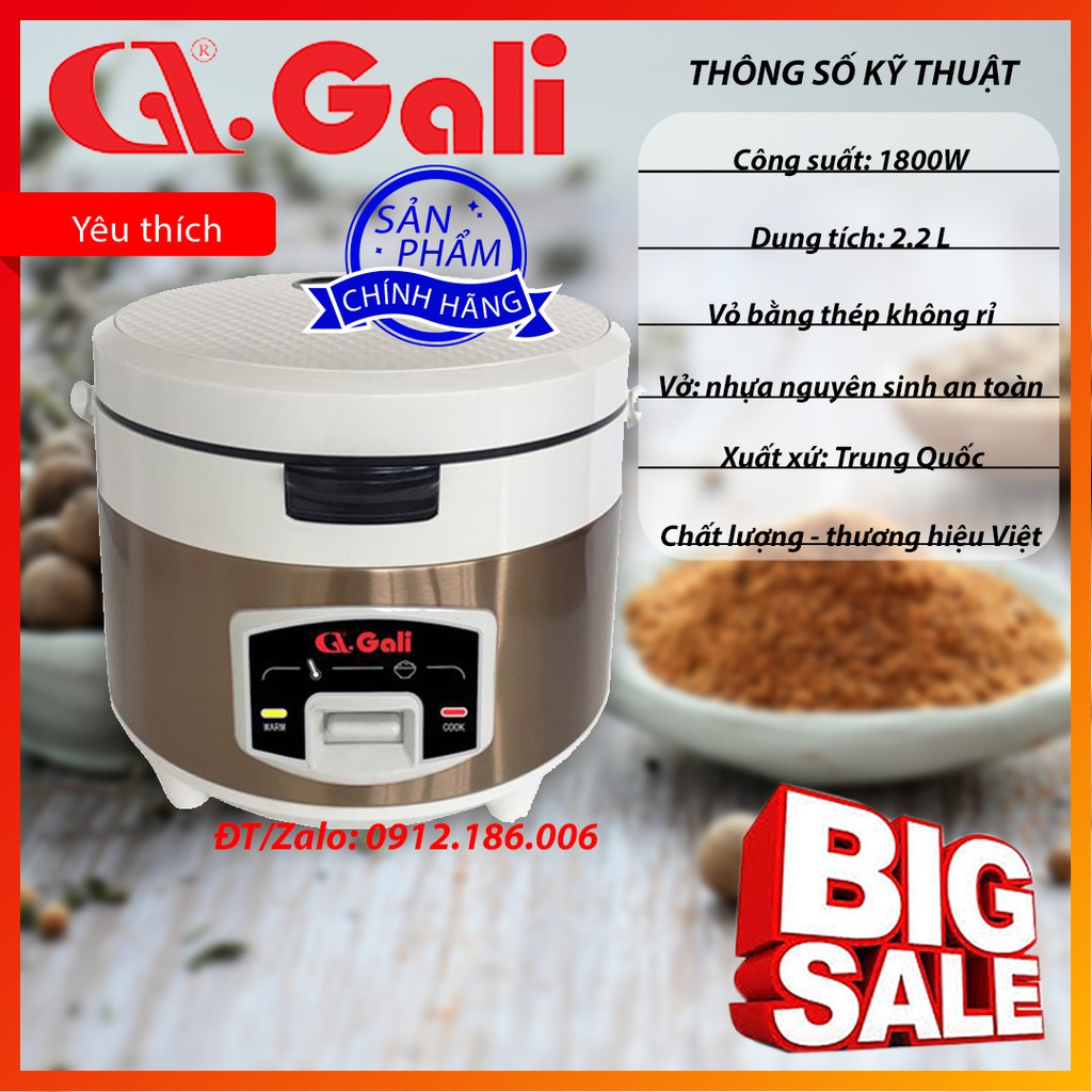 Nồi cơm điện gali gl-1722 2.2l - hàng chính hãng