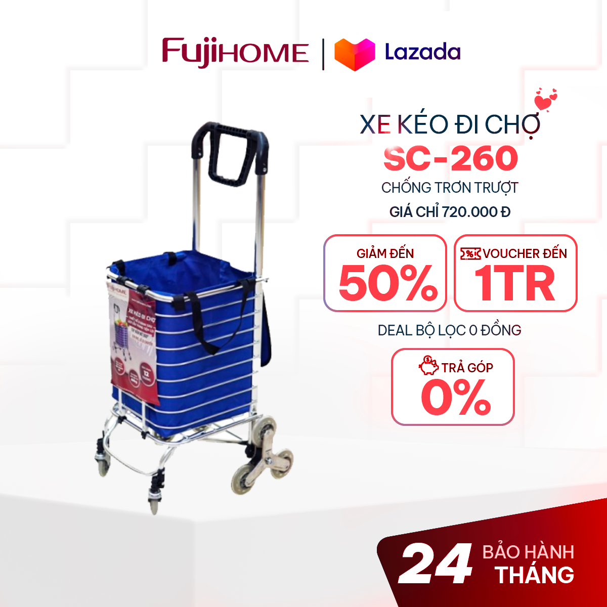 Xe kéo đi chợ leo cầu thang 2-8 bánh Nhật Bản Nhập Khẩu, xe đẩy hàng đi chợ gấp gọn có giỏ túi đa năng inox mini