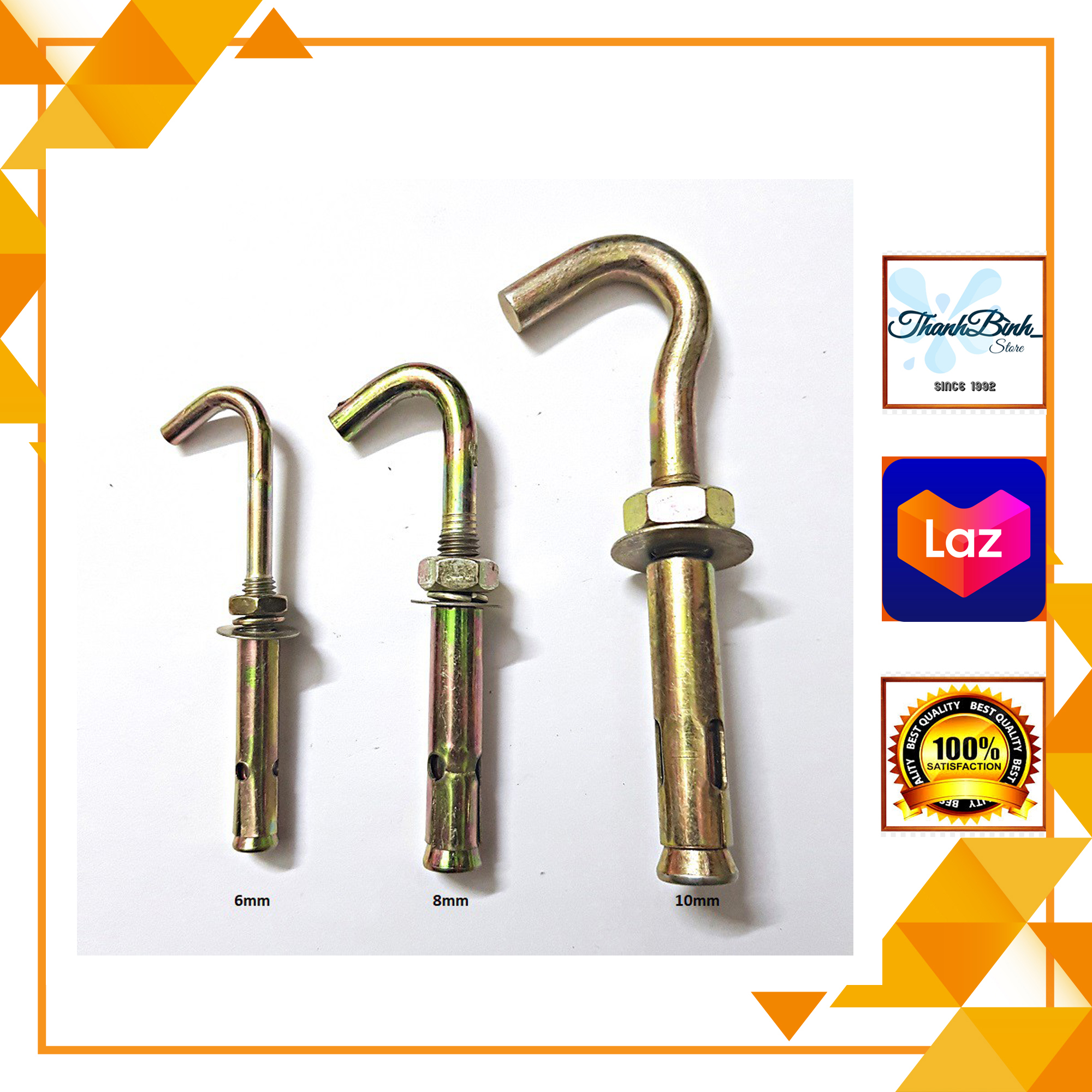 2 nở sắt có móc/ tắc kê sắt có móc- phi 6/ phi 8/ phi 10