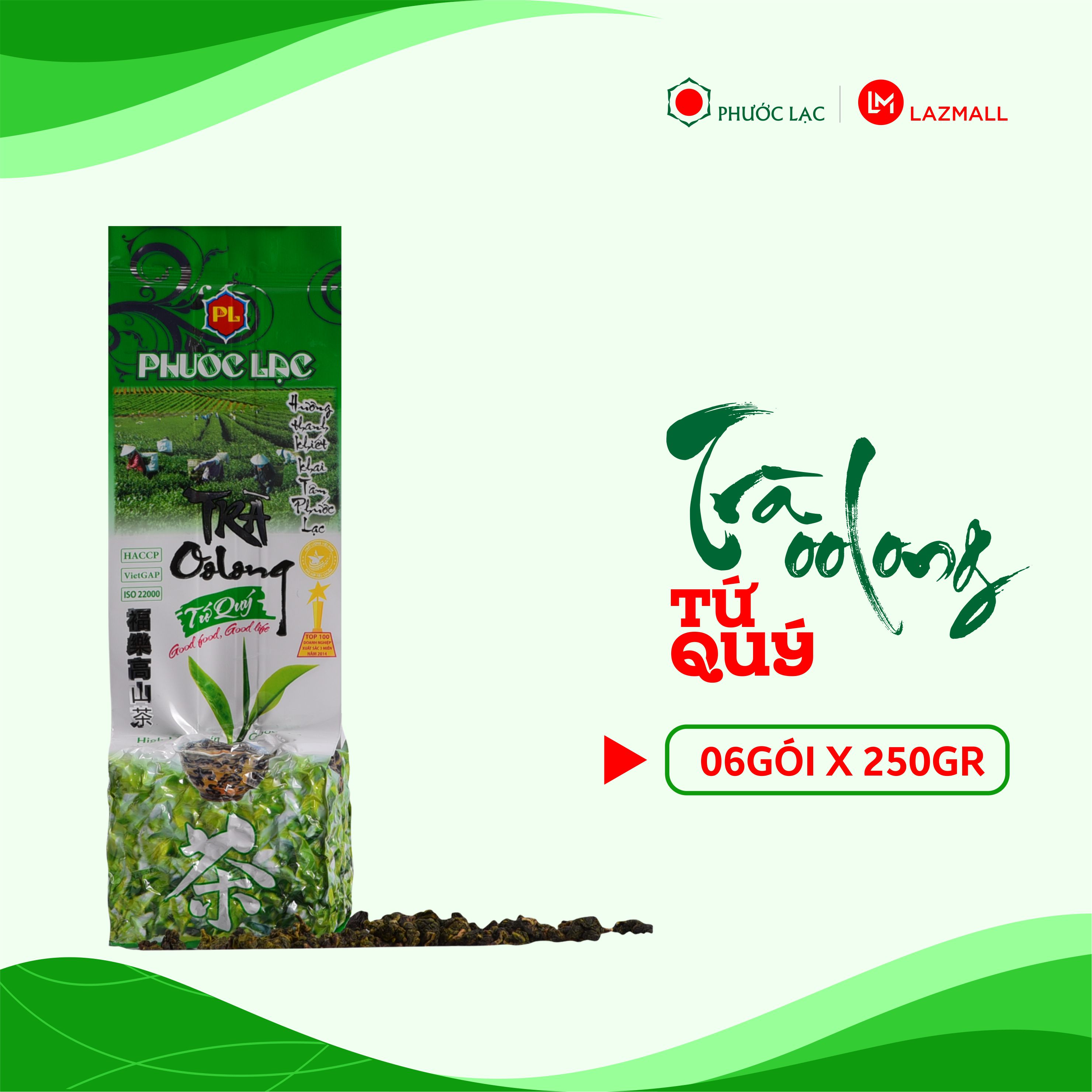 06 Gói Trà Oolong Tứ Quý cao cấp , Hương thanh khiết, Túi chân không, tiện dụng - Trà Oolong Phước Lạc