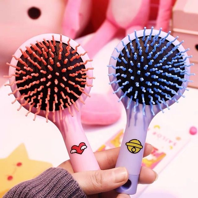 Gương kèm lược cầm tay mini 2in1
