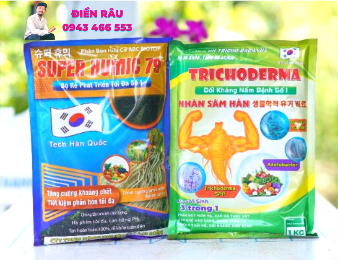 Cặp trichoderma humic xuất xứ hàn quốc sản phẩm hữu cơ sinh học-vtnn24h điền râu