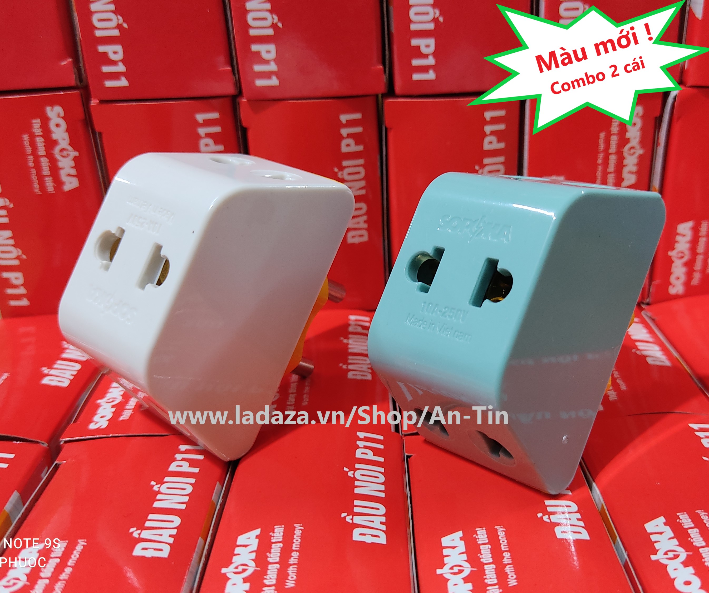 Combo 2 cái Phích cắm, ổ cắm điện chia 3 SOPOKA - đầu nối chia điện 1 ra 3 tiện lợi công suất cao 2200w