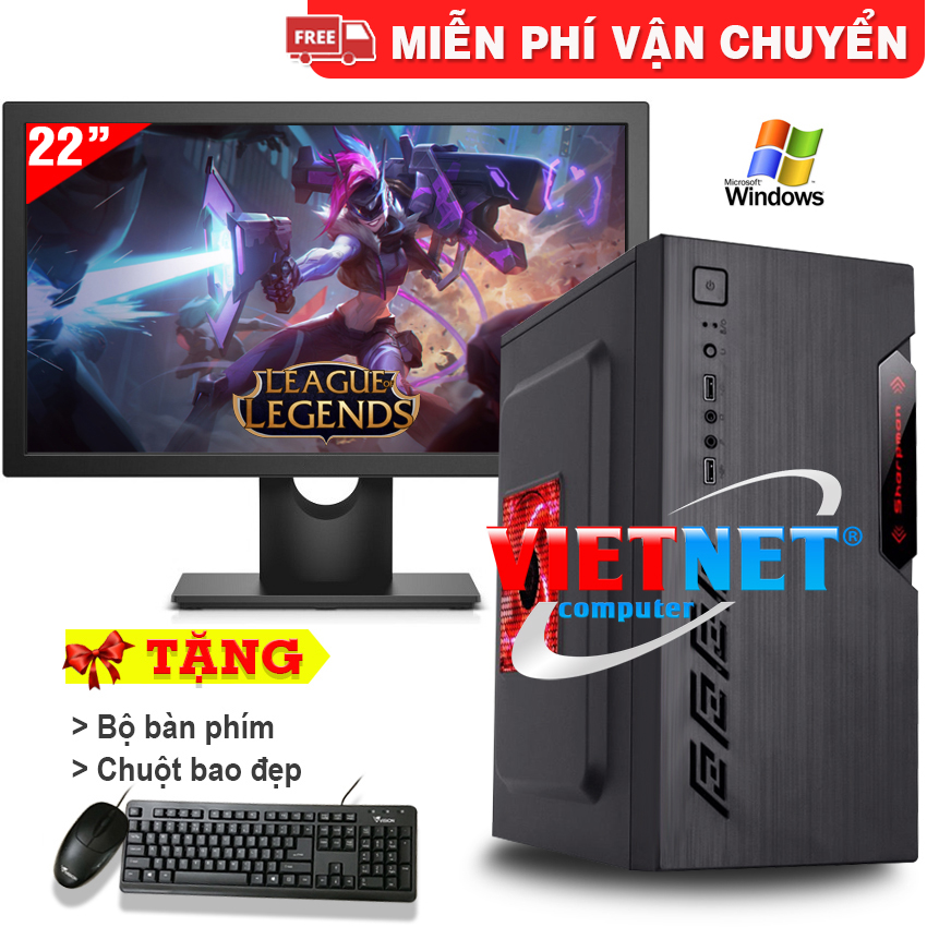 [Trả góp 0%]Bộ máy tính chơi game PUBG PC thiết lập Full HD cao cấp 22 inch (Trọn bộ tặng  bộ bàn phím + chuột LED giả cơ hoặc tặng  Bộ loa mini + USB wifi)