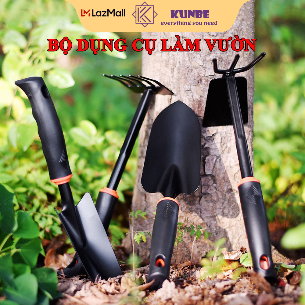 Bộ dụng cụ làm vườn chăm sóc cây cảnh mini kunbe 4 món đa năng loại to chắc chắn