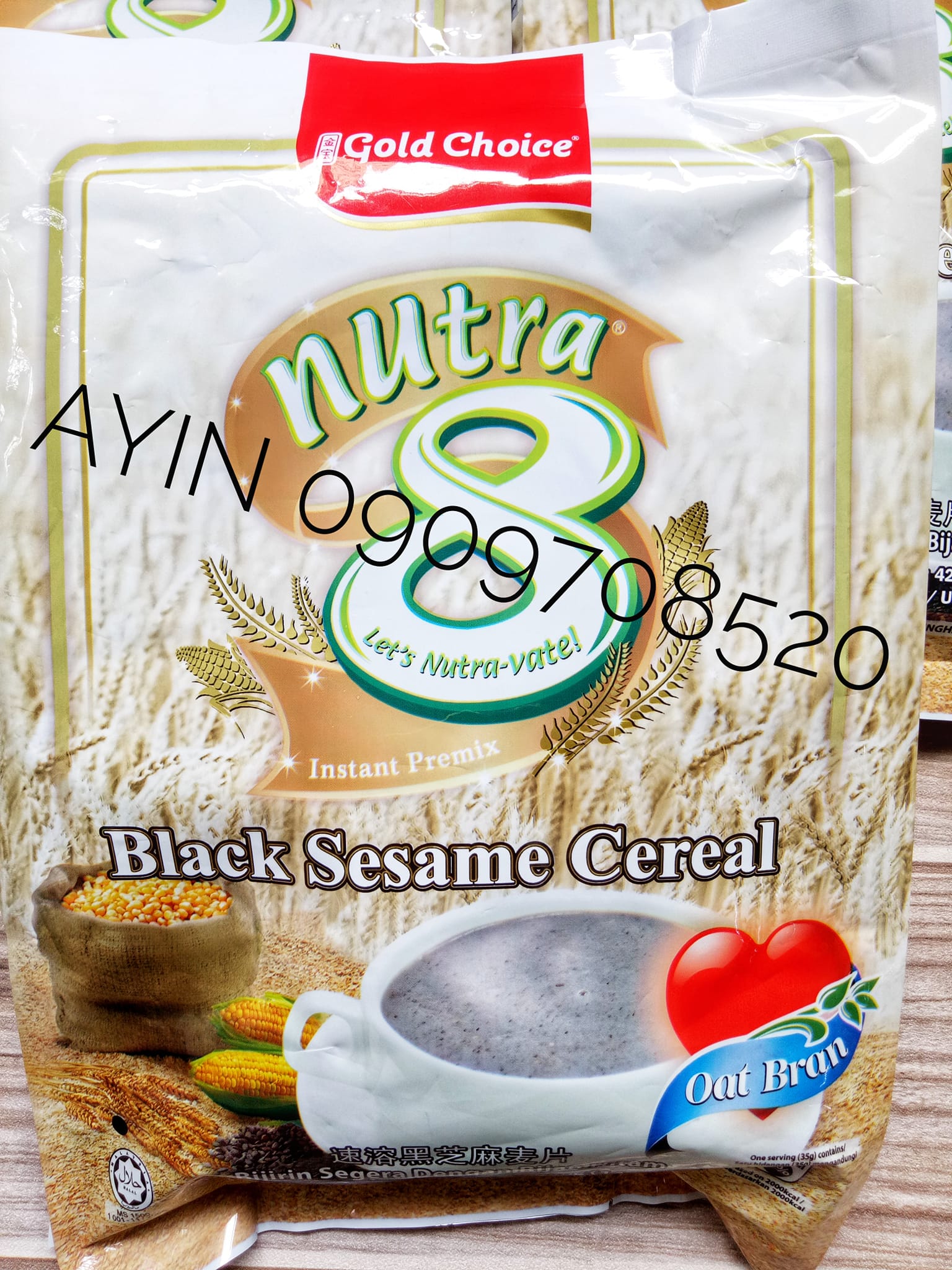 Bột Ngũ Cốc Mè Đen Gold Choice Nutra 8 Malaysia - Black Sesame Cereal (12 Gói X 35g)