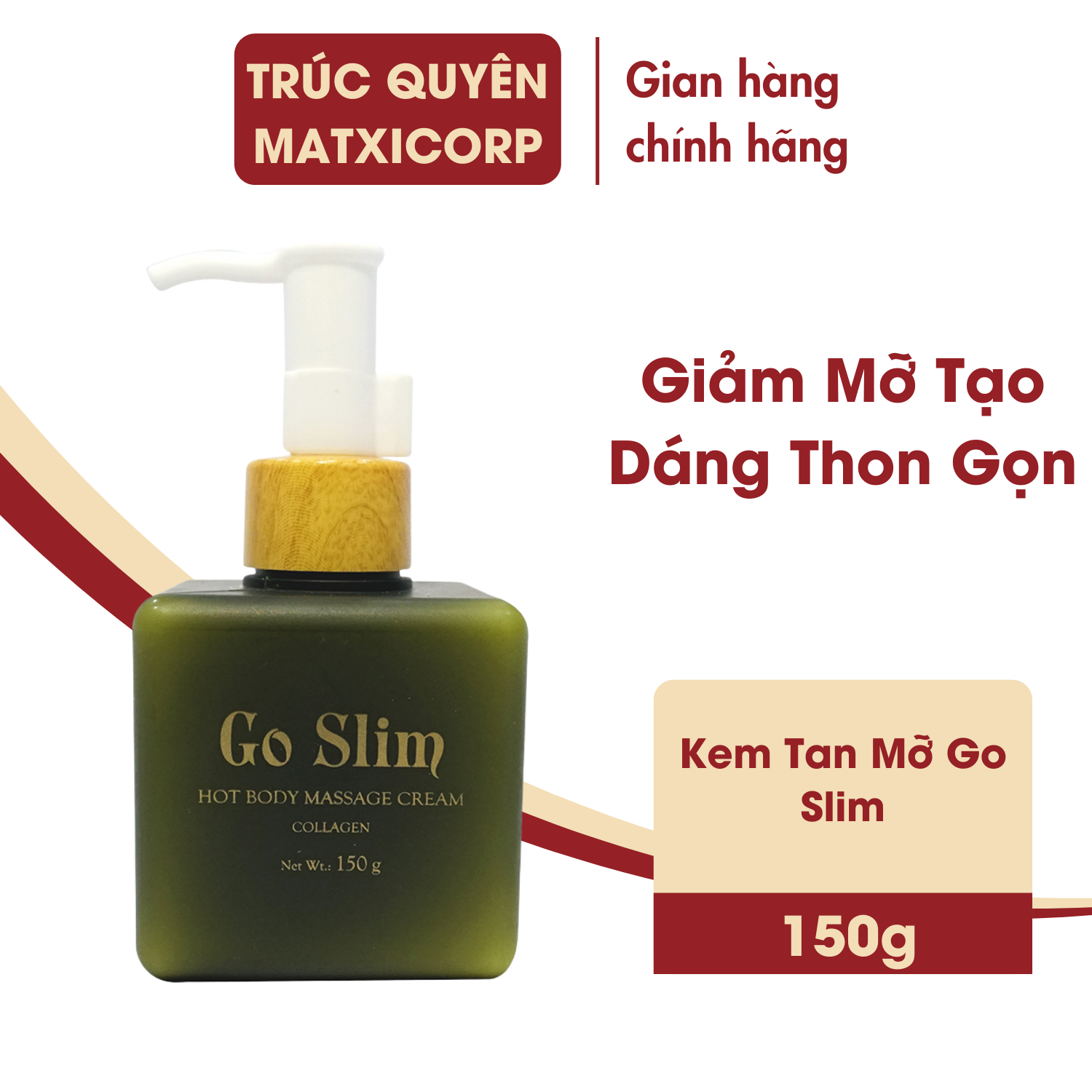 Kem tan mỡ go slim kem massage body giảm mỡ tạo dáng thon gọn 150g