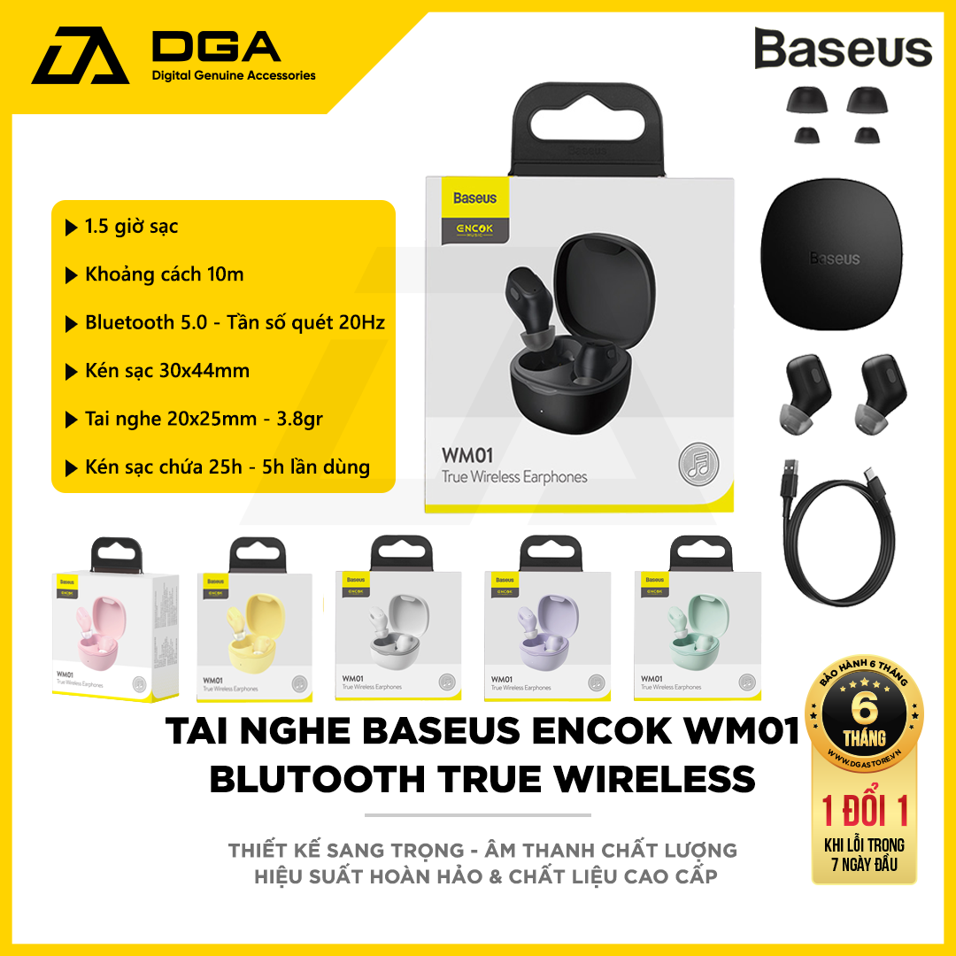 Tai nghe Bluetooth Baseus Encok True Wireless Earphones WM01