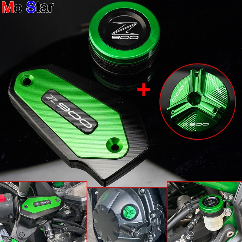 uijuhi✚✵✿ Z900 Accessories Motorcycle Rear Front Brake Fluid Covers and Oil Filler Cap For Z 900 2017-2023 2022