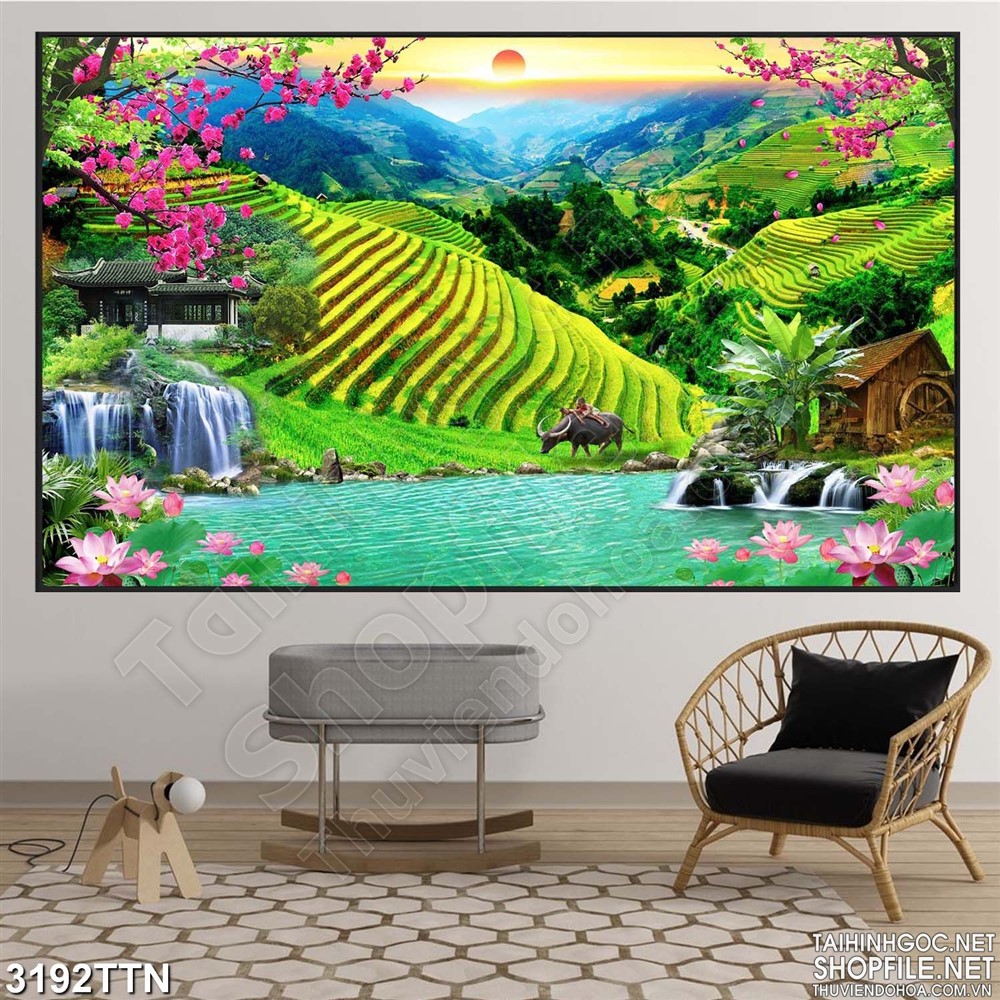 Tranh trang trí Sơn Thủy Hữu Tình Kích thước 120 x 80- Tranh trang trí, tranh treo tường, tranh treo phòng khách, tranh treo phòng ngủ, tranh treo tường 3D, tranh nghệ thuật, tranh phong thủy