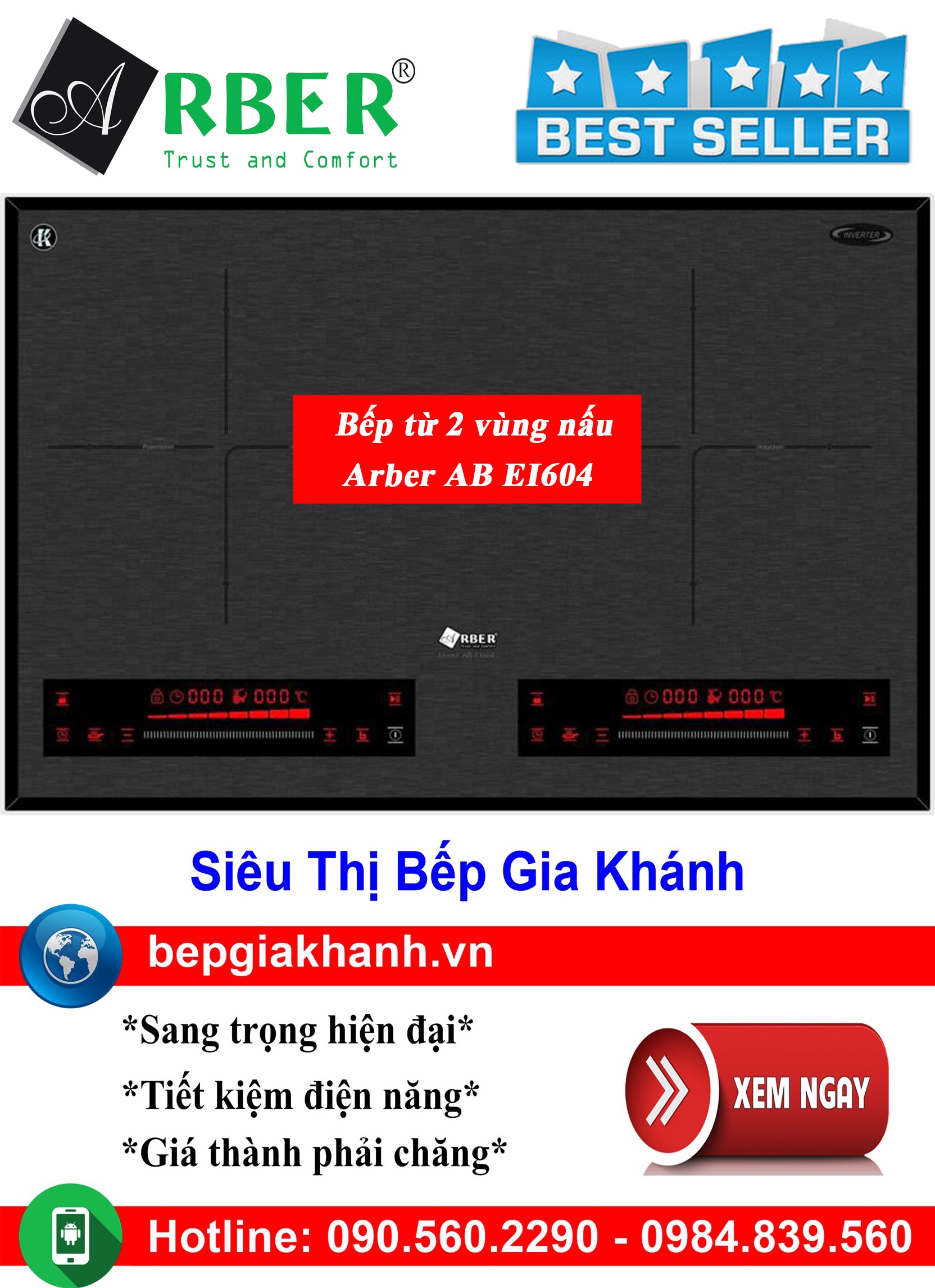 [HCM]Bếp từ đôi Arber AB EI604, bếp điện từ, bếp điện từ đôi âm, bếp điện từ đôi, bếp điện từ đôi đức, bếp điện từ đôi nhật, bếp điện từ giá rẻ