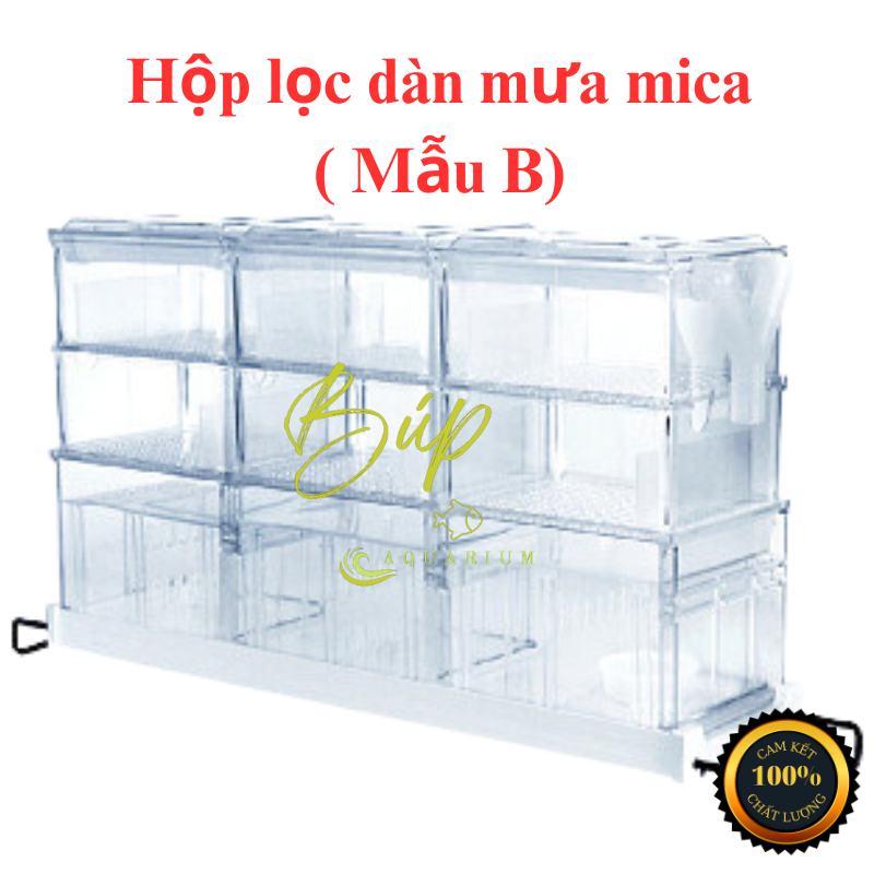 Hộp lọc dàn mưa mica 3 tầng lọc tràn trên cho bể cá cảnh
