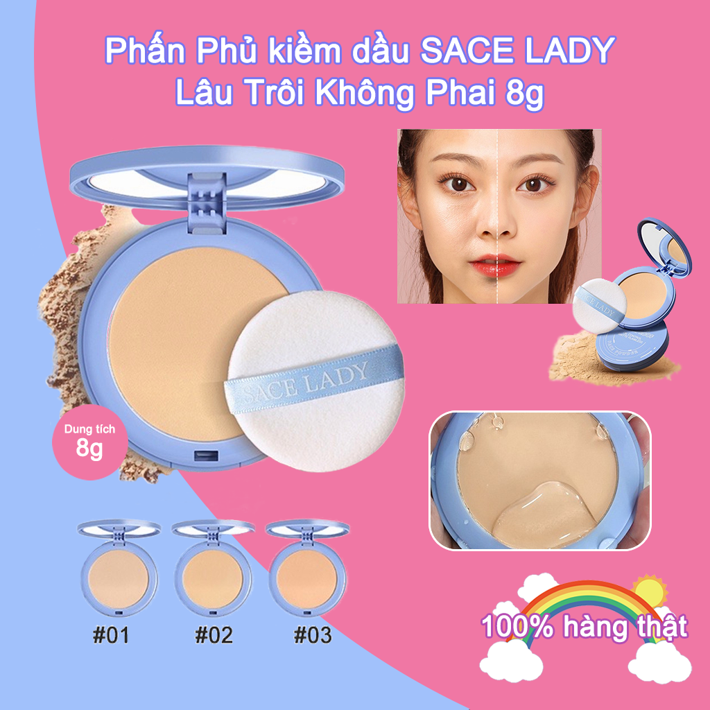 Chính hãng✨ phấn phủ sace lady 8g trang điểm kiềm dầu chống thấm nước