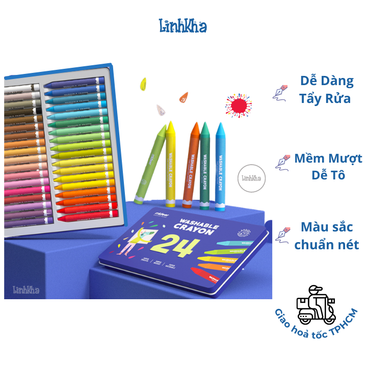 Bút sáp màu cho bé tập tô - dễ dàng tẩy rửa mềm mượt dễ tô - mideer washable crayon