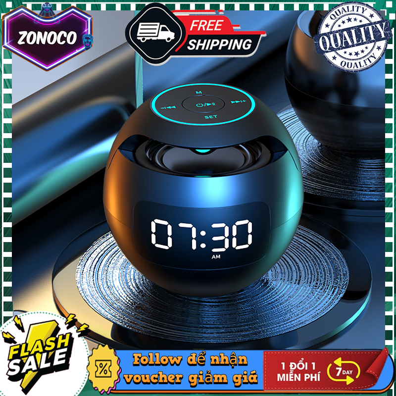 Loa bluetooth earise G90-loa cầu không dây, bluetooth 5.0, âm thanh hifi, có mành hình led hiển thị, loa bluetooth kiêm đồng hồ báo thức, hỗ trợ thẻ nhớ mở rộng