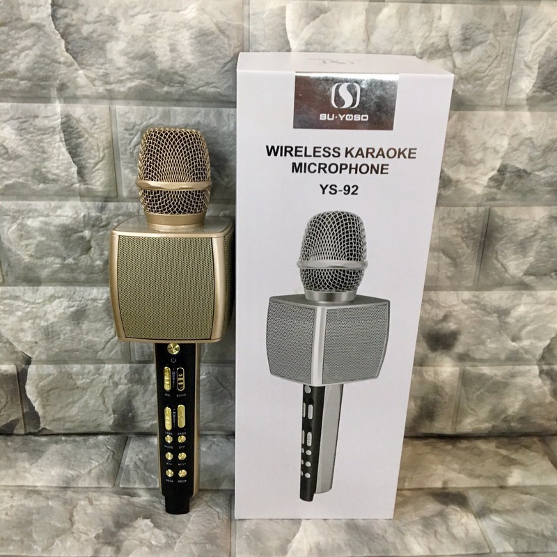 Micro karaoke chuyên nghiệp ys 92, mic hát karaoke bluetooth không dây ys92 lọc tiếng ồn cực hay- kèm loa- âm vang - ấm - mic hát karaoke cầm tay mini - mic hát karaoke hay nhat hiện nay