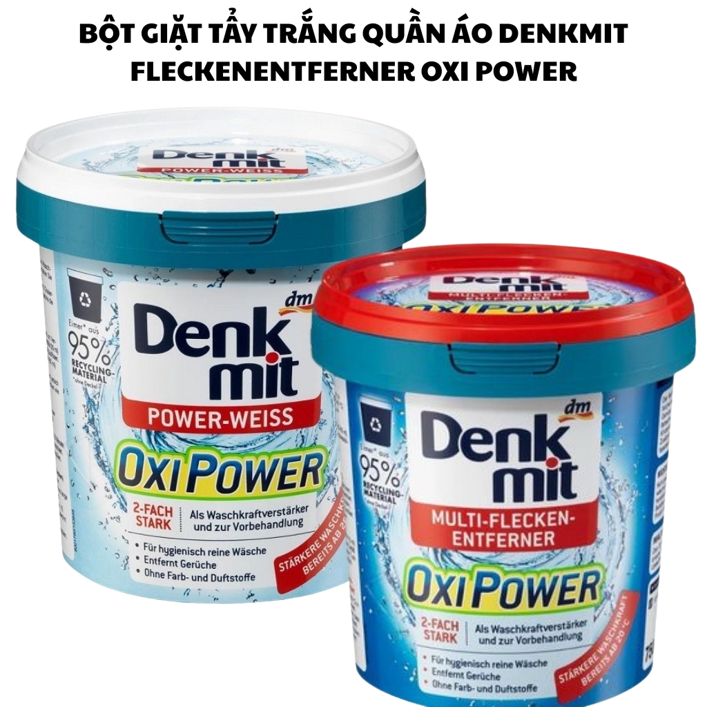 Bột giặt tẩy trắng quần áo Denkmit Fleckenentferner Oxi Power 750gr, nội địa Đức