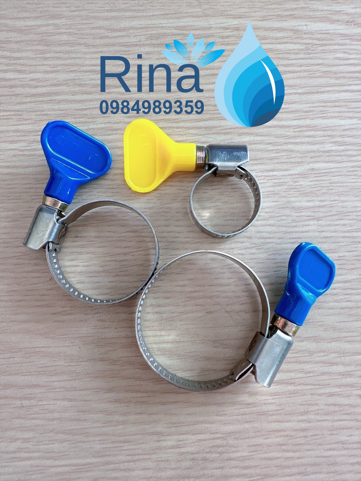 Đai siết inox cổ dê đai siết ổng nước cổ dê dây ga bằng inox có tay vặn bằng nhựa rina - cổ dê inox - cổ dê bướm