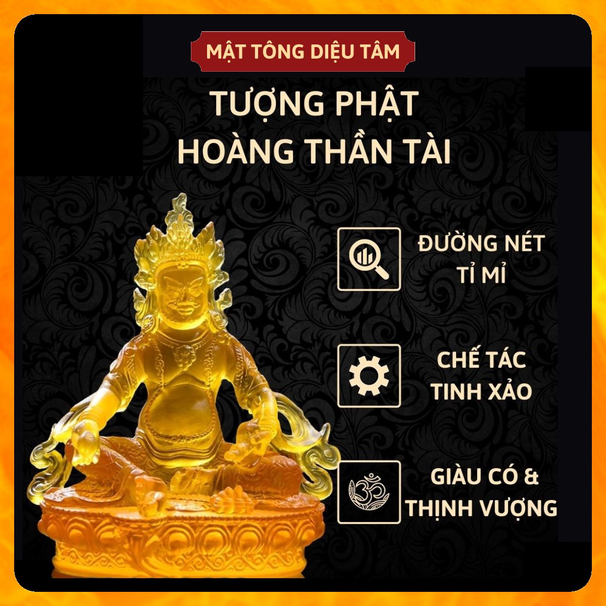 Tượng phật hoàng thần tài mật tông Zambhala lưu ly