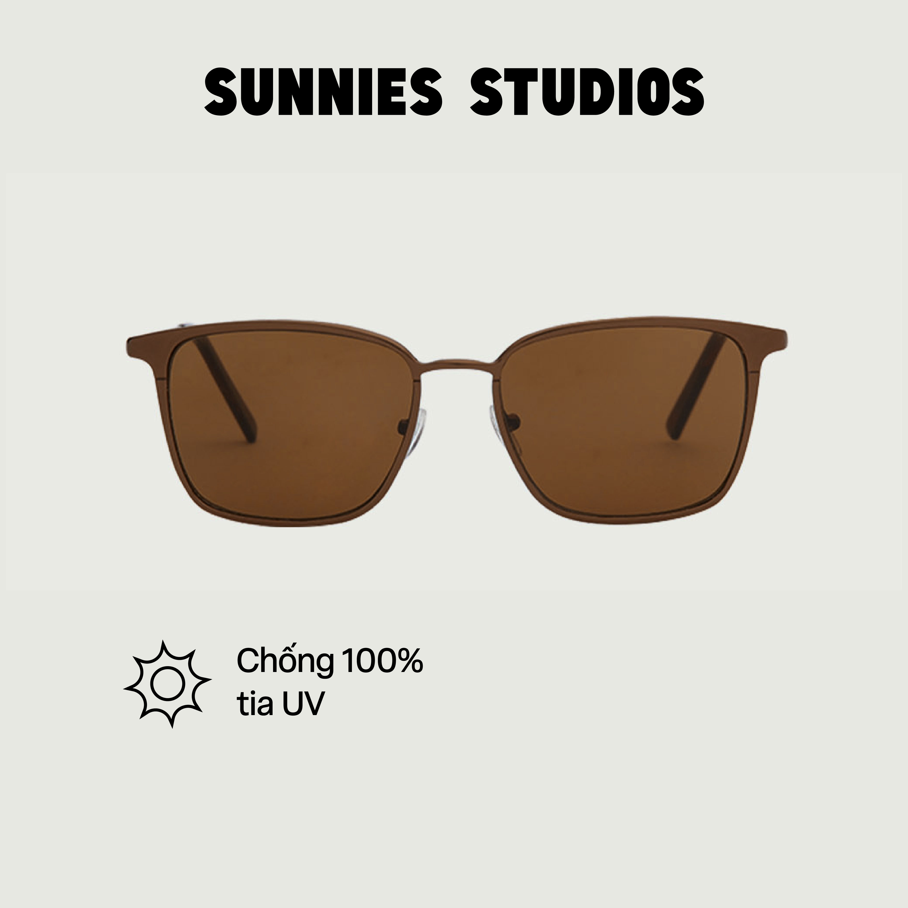Kính mát Sunnies Studios Gọng Vuông Monterey in Sepia