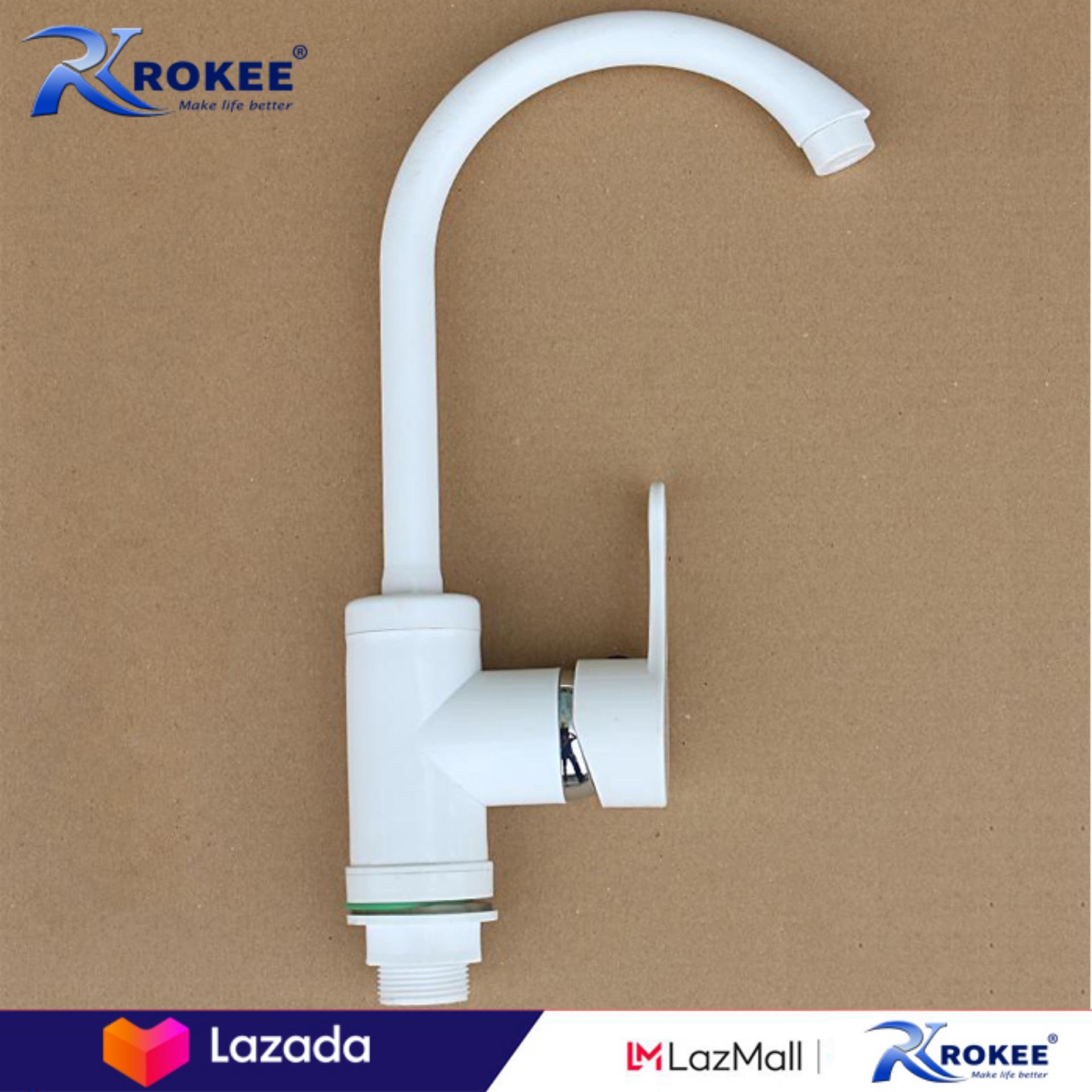 Vòi rửa chén bát nóng lạnh nhựa ABS giá rẻ Rokee - N38 (Trắng)