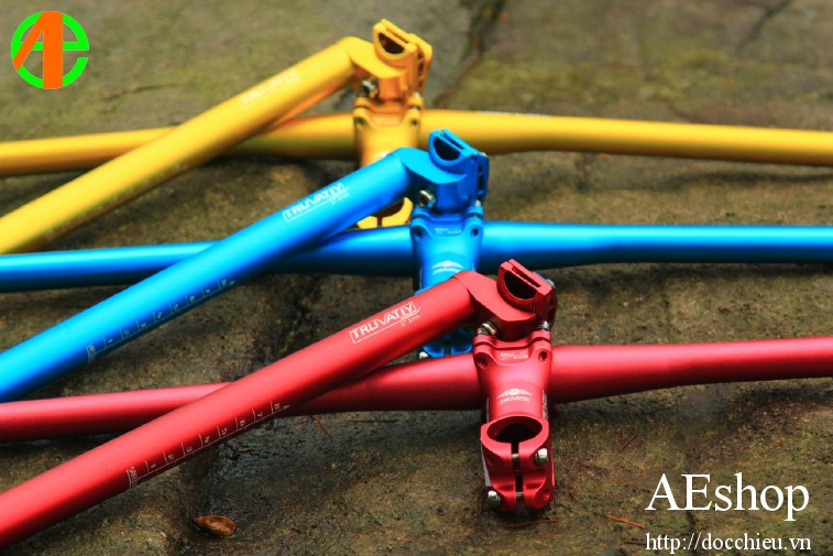 bộ ghi đông tay lái cọc yên xe đạp địa hình, xe đạp leo núi thẳng