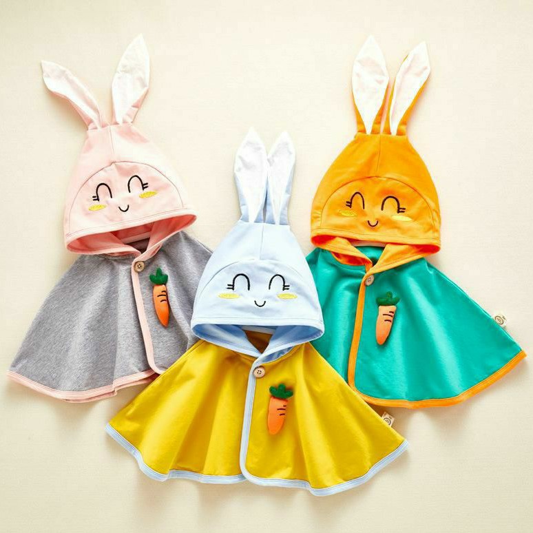 Áo Choàng Chống Nắng Cánh Dơi Chất Cotton Hình Thỏ Đáng Yêu Cho Bé Nhí 0-3Y Hàng Quảng Châu Cao Cấp (Chất Cotton Xịn)