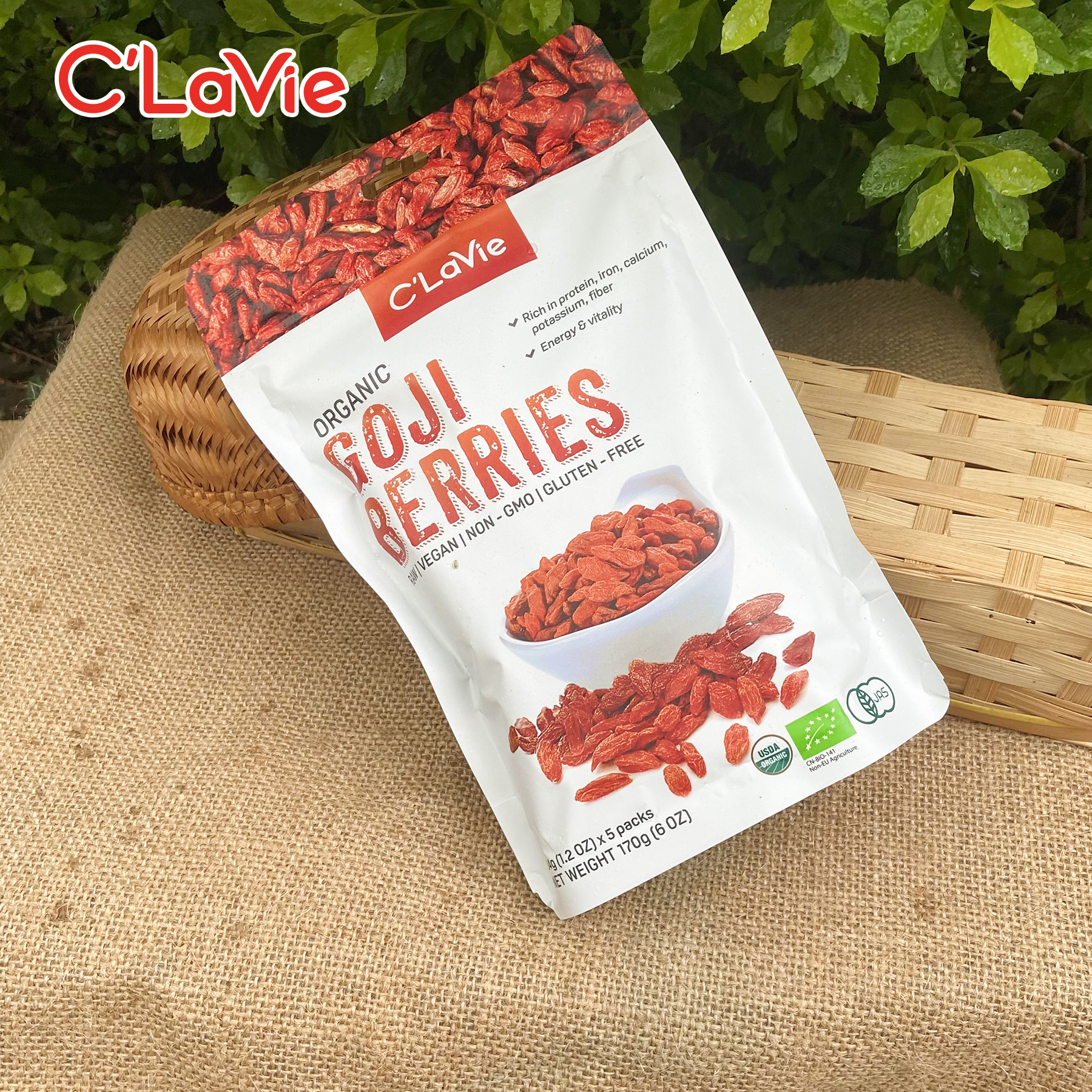 Kỷ tử hữu cơ Clavie hạt to 170g Organic Goji Berries