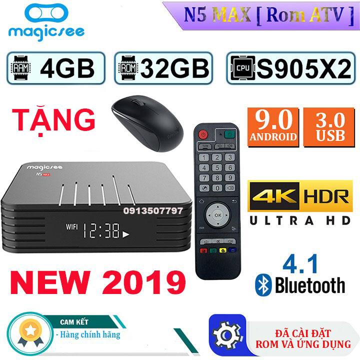 Android Tivi Box Magicsee N5 Max – Ram 4GB, Rom ATV, Android 9.0 - N5max TẶNG CHUỘT KHÔNG DÂY