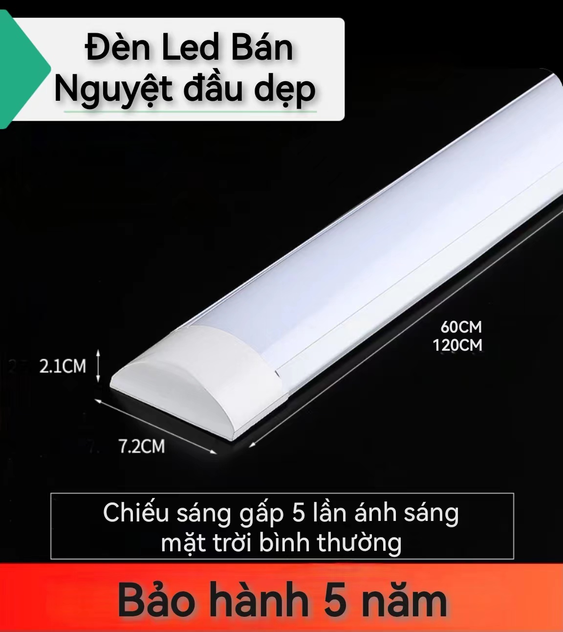 ĐÈN LED BÁN NGUYỆT ĐẦU DẸP 1M2 40W 60CM 20W TUÝP LED SIÊU SÁNG NHỰA CHỐNG BỤI KÈM PHỤ KIỆN ỨNG DỤNG VĂN PHÒNG NHÀ XƯỞNG KHO TIẾT KIỆM ĐIỆN NĂNG THÂN THIỆN MÔI TRƯỜNG BẢO HÀNH 2 NĂM