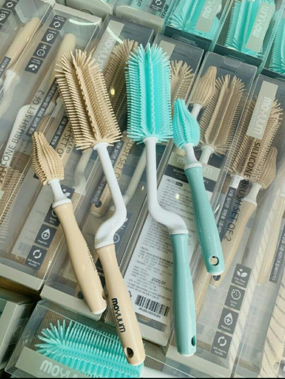 Set cọ rửa bình và núm ti Silicon Moyuum Hàn Quốc