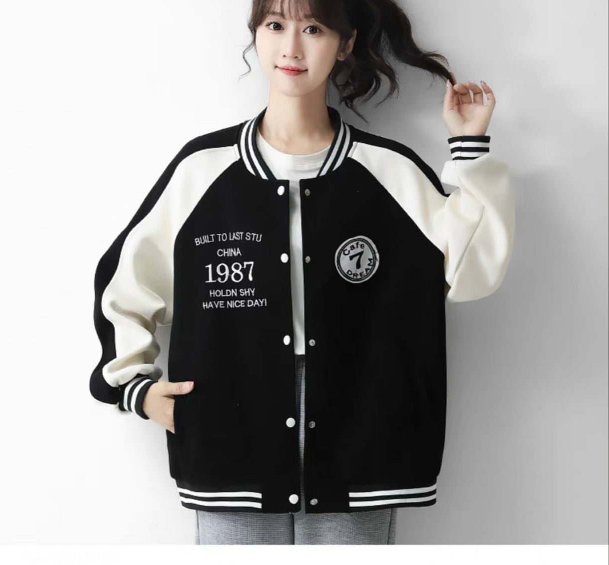 Áo khoác bomber cặp đôi logo 1987 phong cách trẻ trung cá tính siêu hot