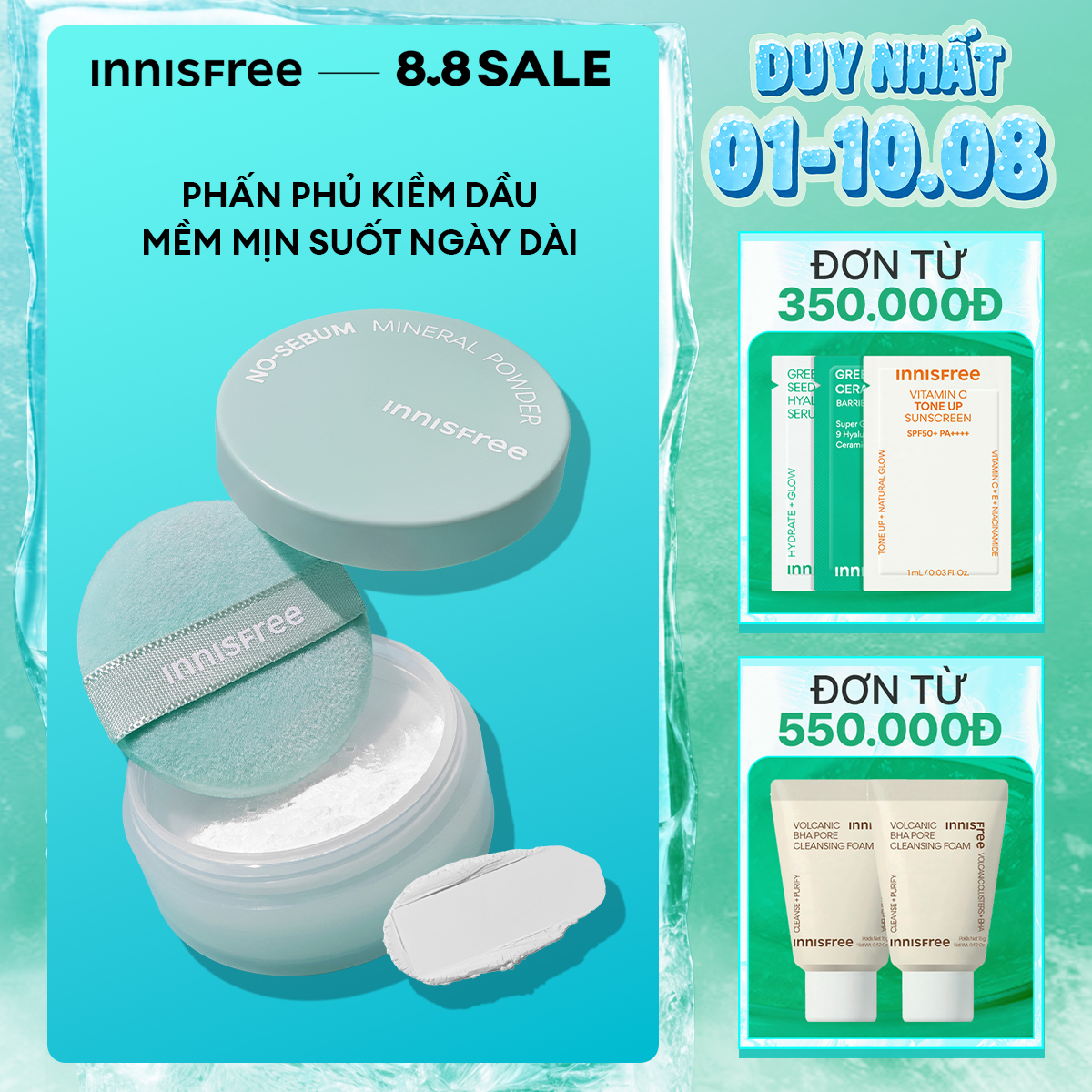 Phấn phủ bột kiềm dầu, mịn lì lâu trôi INNISFREE No Sebum Mineral Powder 5g
