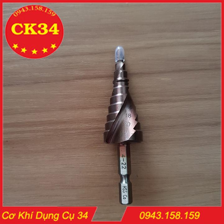 Mũi khoan bước tháp hss coban m35 4 - 22mm khoan inox, sắt, thép,nhôm...