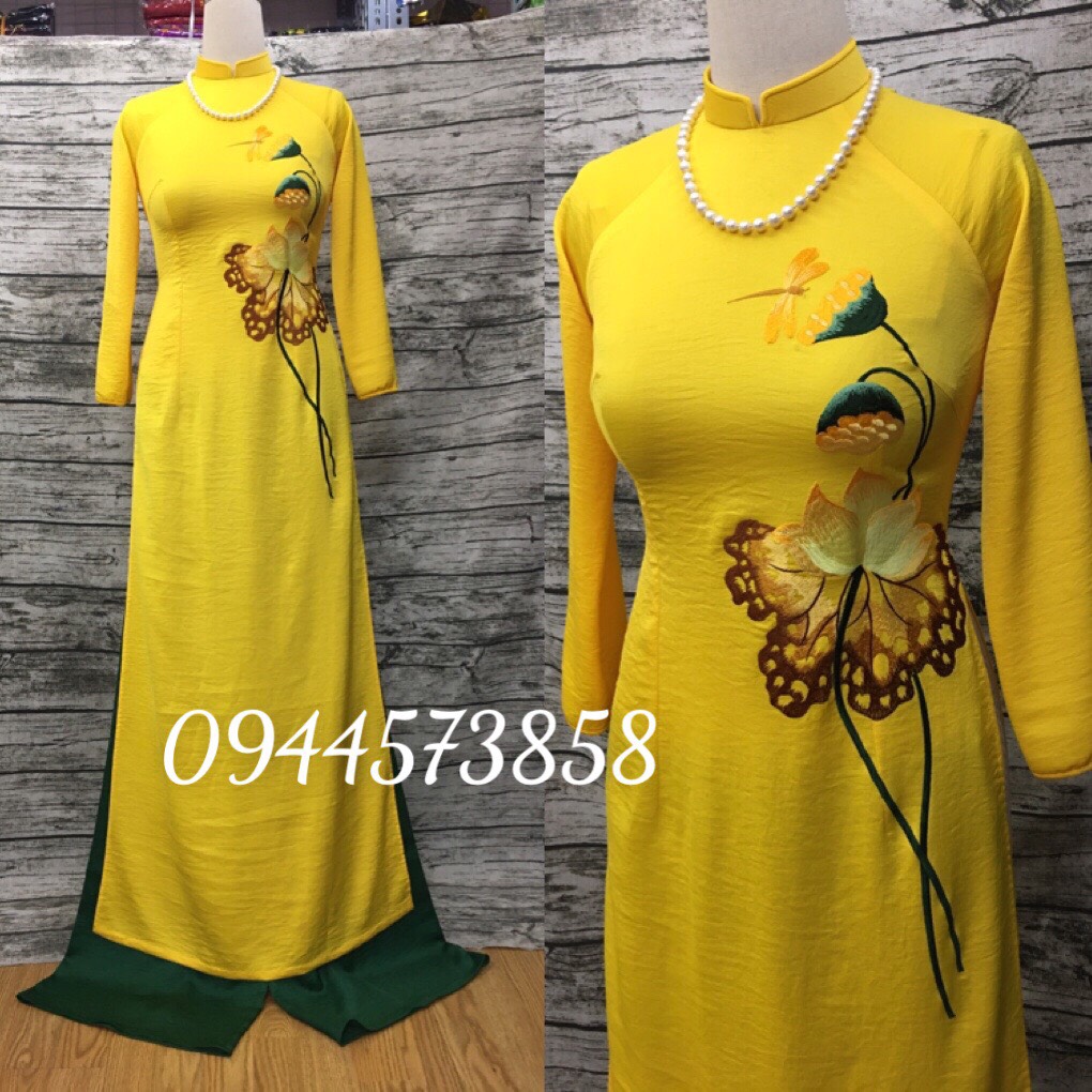 Vải áo dài lụa tây thi bông thêu LH217