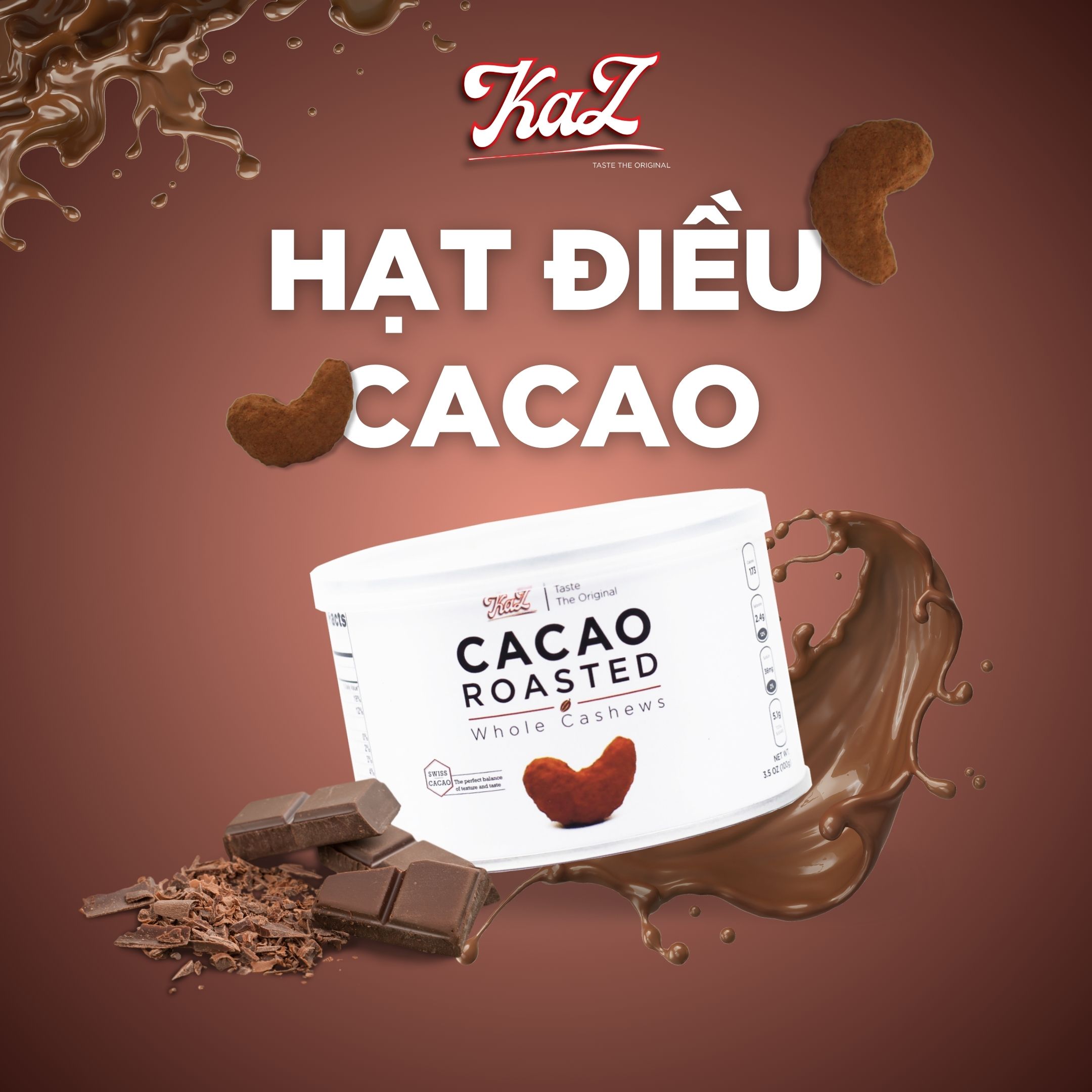 Hạt Điều Cacao Kaz - Cocoa Roasted Cashews