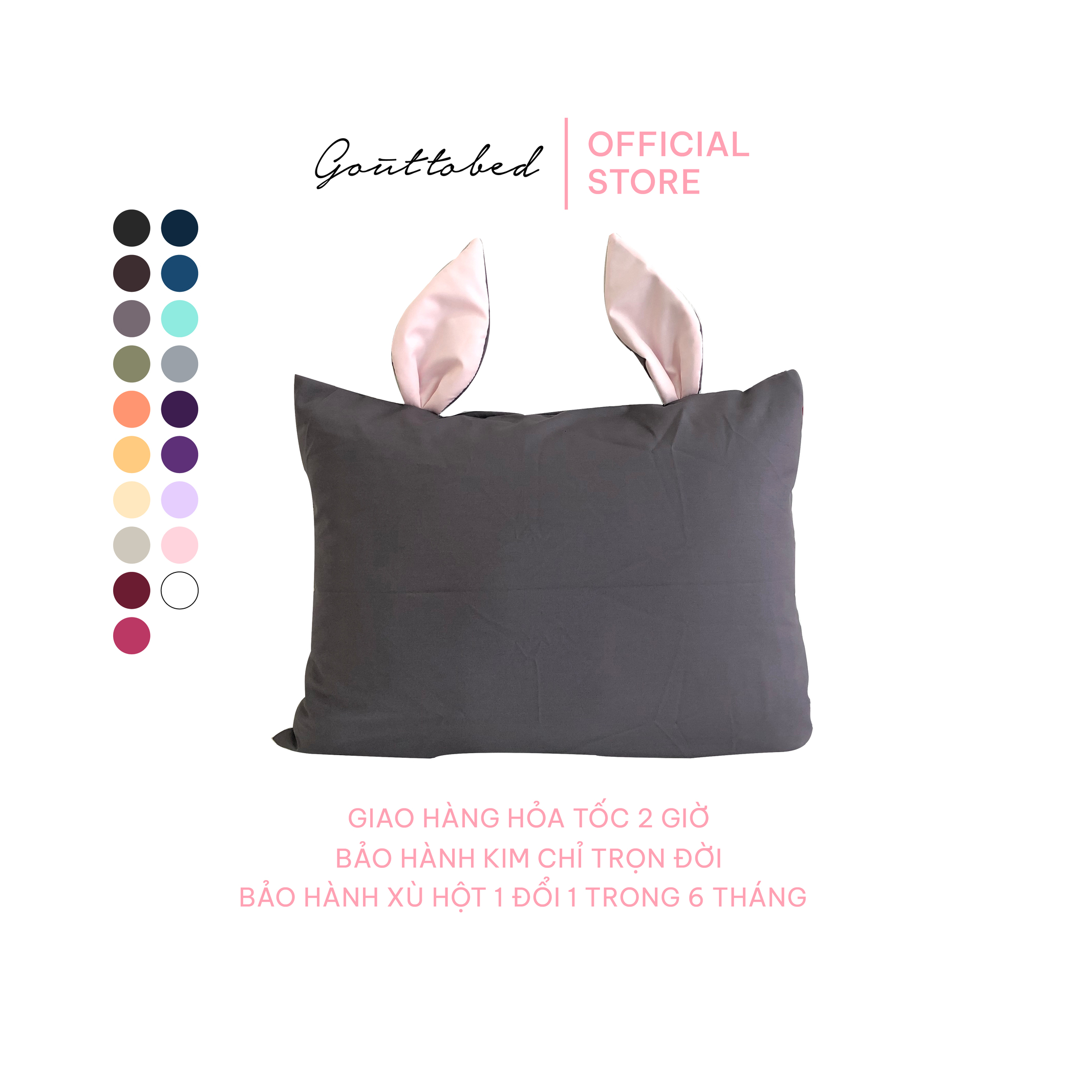 Vỏ gối em bé Gouttobed 30-40cm tai thỏ Premium Cotton