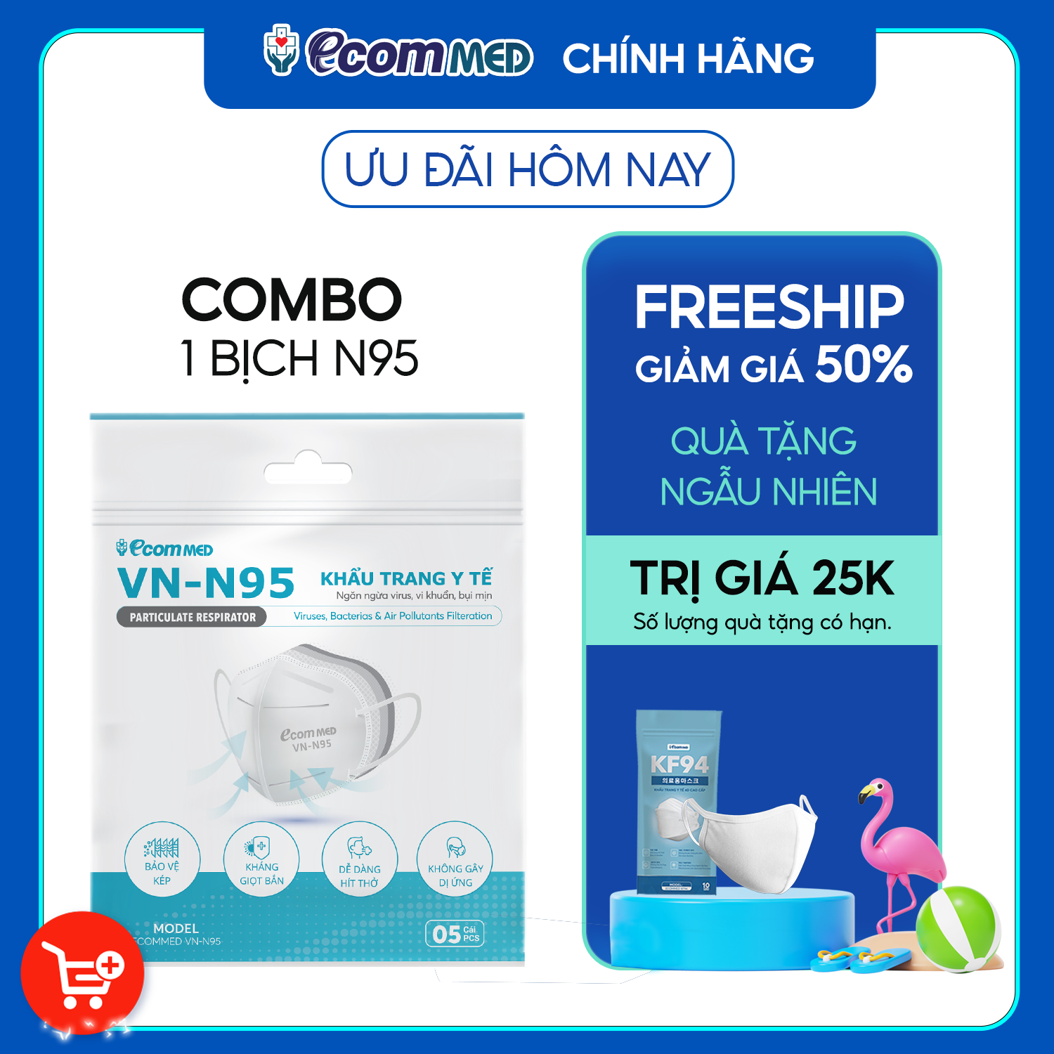 Bịch 5 cái khẩu trang n95 ecommed