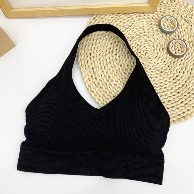 Áo bra hở lưng có mút ngực - Áo bra thun hở lưng cổ yếm gân tăm cotton tôn dáng sành điệu DLN68 B0476