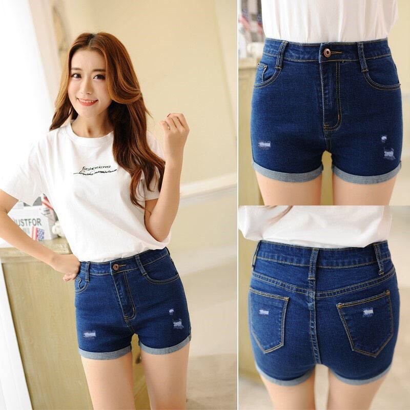 Quần shorts jean nữ co giãn tốt, Quần đùi jean nữ