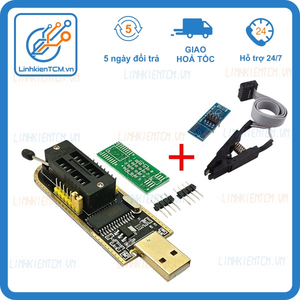 Máy nạp rom CH341A combo kèm kẹp nạp nhanh trực tiếp trên main board