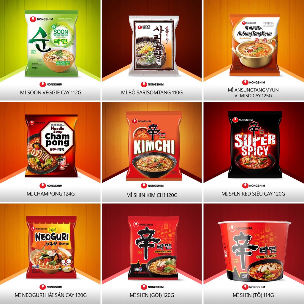 Mì Gói Cay Nongshim Hàn Quốc - Dạng Gói - Nhiều hương vị lựa chọn