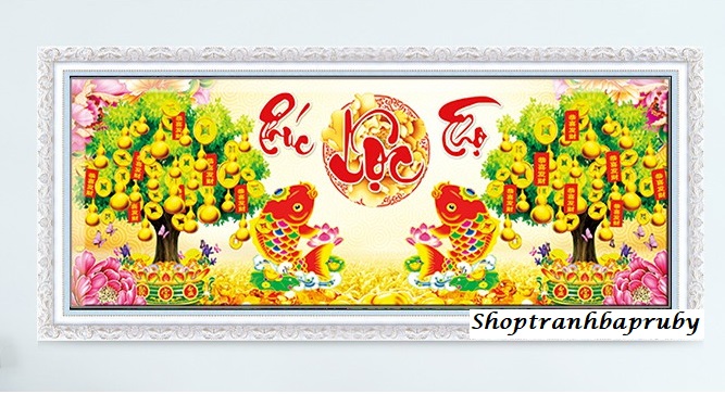 [HCM]Tranh thêu Phúc Lộc Thọ LV3461 kích thước 100 x 50 cm