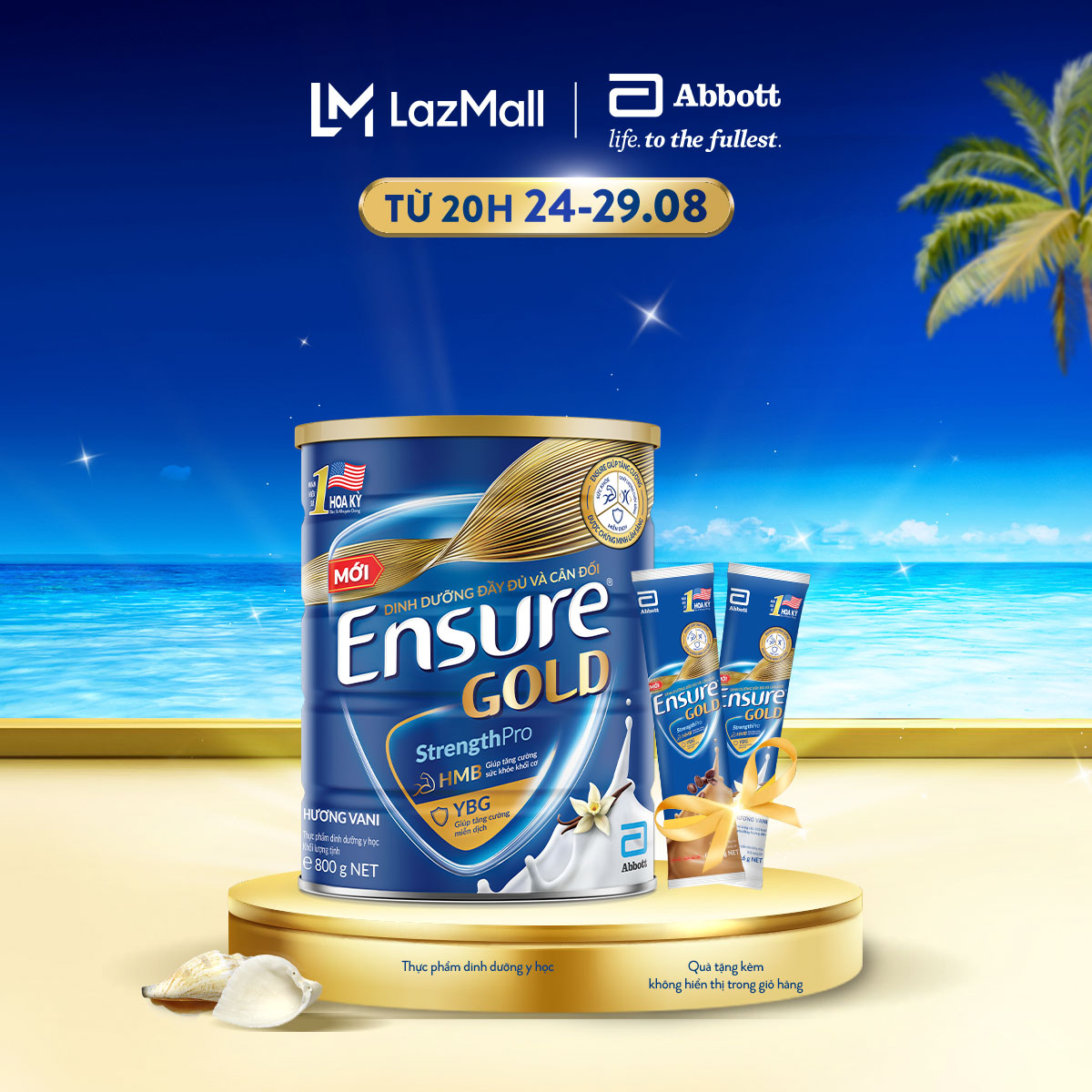 [Tặng 2 gói dùng thử vị ngẫu nhiên] Sữa bột Ensure Gold hương Vani 800g (Bao bì thay đổi theo từng đợt nhập hàng)