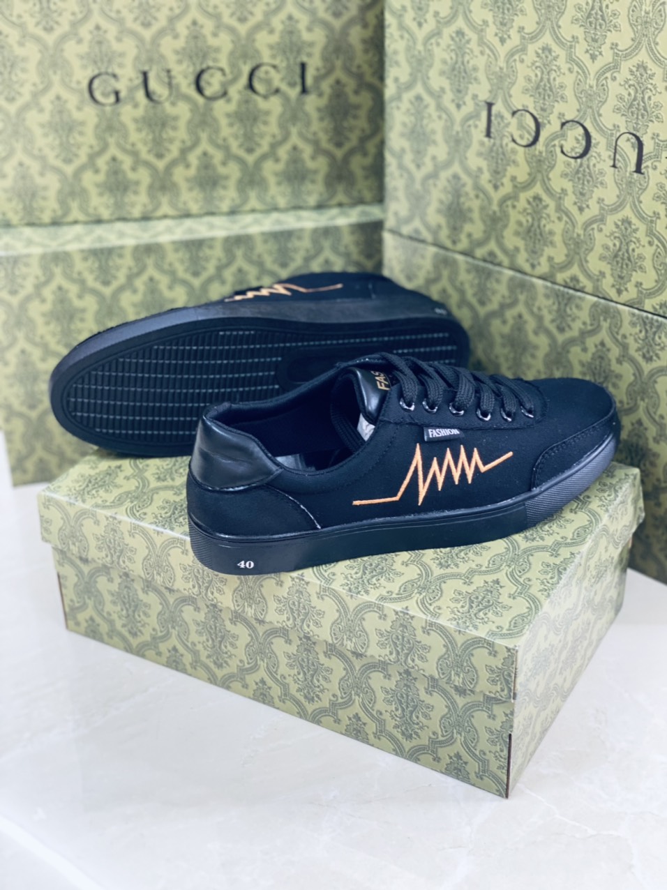 Gs20 giày sneaker nam đen thể thao da pu bền đẹp